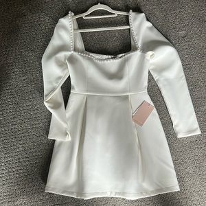 Oddmuse Pearl White Long Sleeve Mini Dress